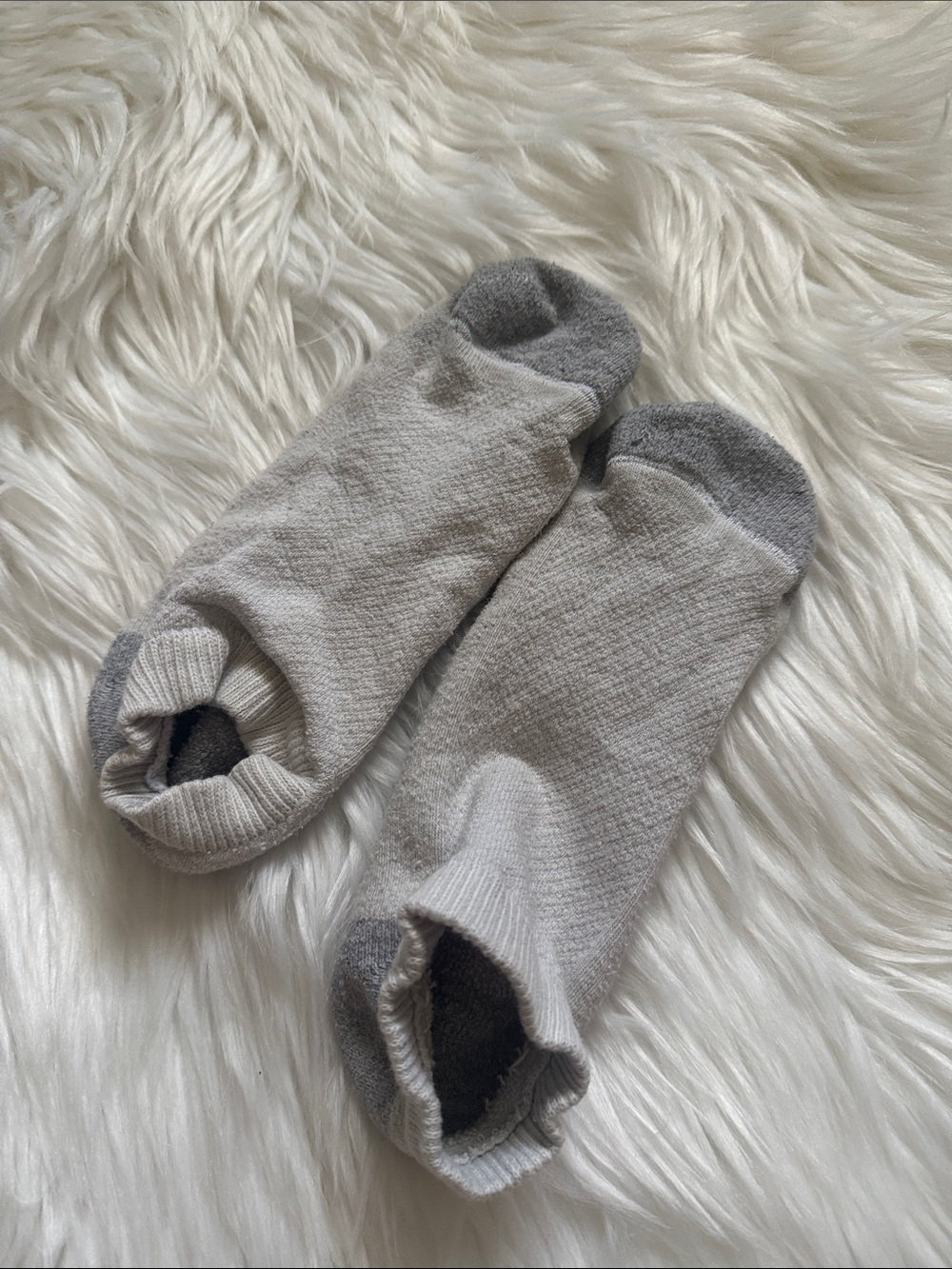 Well worn stinky Hanes No-Show Athletic Socks - Gray with Dark Gray Accents - Picture 3 of 6